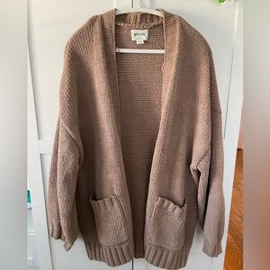 American Eagle slouchy chenille oversized sweater cardigan, size XL, camel